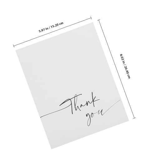 Healifty Tarjetas de Agradecimiento Plegables Negras 50 Unidades Tamaño 204x152 Mm Papel Claro para Bodas Shower y Eventos Impresión y Detalles en Dorado para Notas de Gratitud