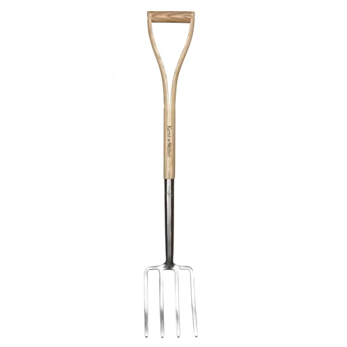 Kent & Stowe Kinder-Spatengabel – leichte Gartenforke für Kinder aus Edelstahl, kleine Heugabel mit Stiel aus Eschenholz, Länge: 71 cm