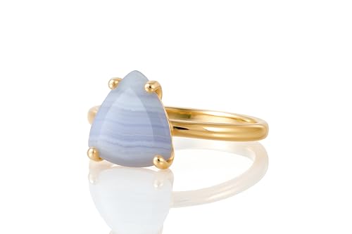 Bague unique d'agate en or rose pour femme, anneaux fins empilables et bijoux de tous les jours