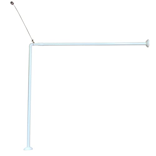 Wall Mounted Adjustable L-Shaped Corner Bathtub Curtain Rod 37" To 71"L - Width 31.5" White #TOP6