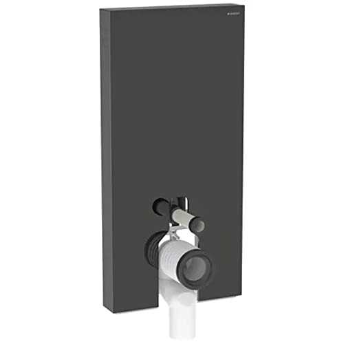 Geberit - Habillage bâti-support - Panneau sanitaire MONOLITH pour WC au sol, 101 cm, habillage frontal en verre noir, latéral aluminium chromé noir -
