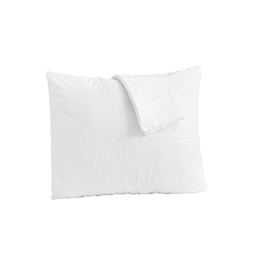 Bedecor 2er Set wasserdichte Baumwolle Kissenbezug, Atmungsaktiv, Anti-Milben, Kissenhülle mit Reißverschluss, Weiß（80x80cm）