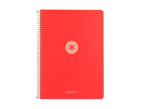 Cuaderno espiral antartik a4 tapa foam 80h 90gr cuadro 4mm con margen color (Rojo)