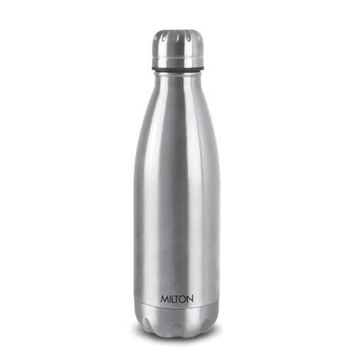 Milton Duo DLX 500 Thermosteel 24 Hours Hot and Cold Water Bottle, 500 ml, Silver | Leak Proof | Office, Gym, Home, Kitchen, Hiking, Trekking, Travel Bottle