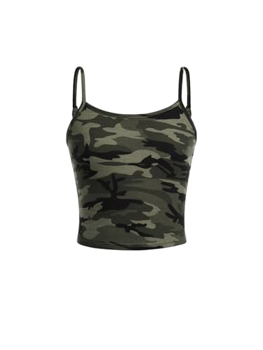 Floerns Girl's Camo Print Camisole Top Spaghetti Strap Slim Fit Cami Tank Top