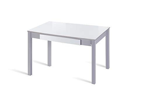 Portus Mesa Cercis Fija 110x70 Cristal Blanco Óptico, con cajón Doble