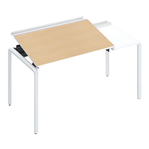 【メーカー配送・設置・組立】コクヨ アプティス 天板角度調整 オフィスデスク 1人用 幅142.5cm 人間工学 事務机 ワークデスク ホワイト トレータイプ DUP-TD1407-SAWMT12