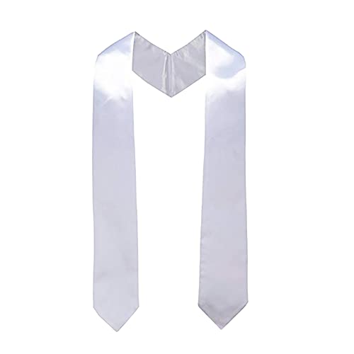 UUYYEO 70 Inch White Unisex Adult Graduation Stole Plain Graduation Honor Stole