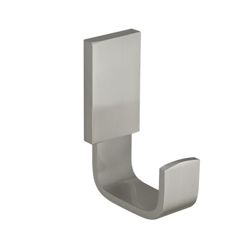 BESy Gancho de ropa individual para baño, cocina, garaje, estilo cuadrado, gancho para bata, perchero, gancho para sombrero, autoadhesivo con pegamento o montado en la pared con tornillos, acero