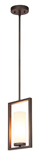 Best Promo XiNBEi Lighting Pendant Light 1 Light Mini Pendant Lighting with Acrylic Shade, Modern Adjustable Hanging Ceiling Light with GU24 Bulb Dark Bronze Finish XB-P1143-DB