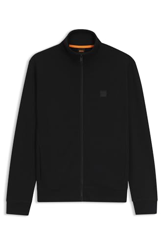 BOSS Hommes Zestart Veste zippée en molleton de coton avec badge logoté