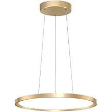 VIOLIN Modern LED Pendant Light Gold Finish, Aluminium Hanging Lighting with Acrylic Panel Shade Suspension Lamp, Simple - Decorative Lighting Fixtures Compatible with Dining Room 3000K,Lights