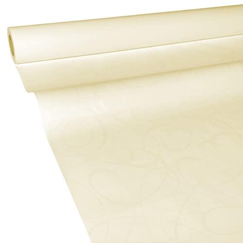 JUNOPAX Papiertischdecke Loop Creme 50m x 1,15m, nass- und wischfest Cover