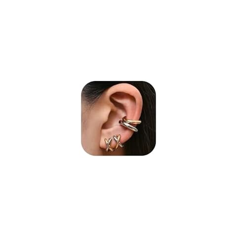 YANCHUN Two Tone Ear Cuff Earrings Cover