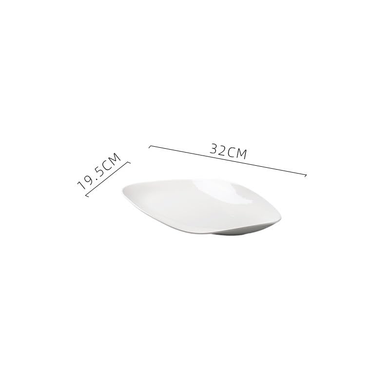 Piatti impilabili da 31,8 cm, in ceramica bianca, per hotel, cucina, stoviglie rettangolari irregolari, piatti freddi, per bar, ristoranti, antipasti (31,8 cm)