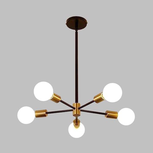 Lámpara de araña para sala de estar Sputnik dorada E27 de tubo largo 2