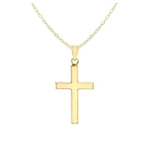 Carissima Gold Damkedja med 15 mm x 25 mm kors hänge 9 k (375) gult guld, 41 cm/0.6 mm, Diamant