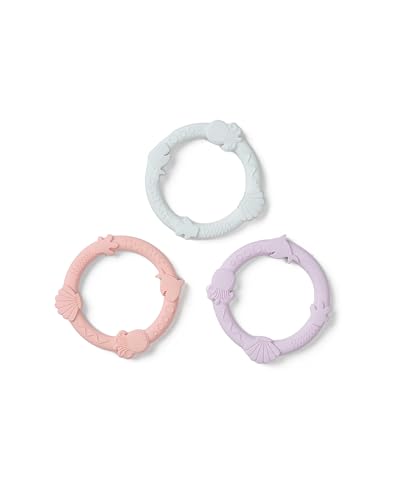 Image of Loulou Lollipop Silicone Teething Ring Set - Set of 3 Baby Chew Toys for Teething Relief - Food-Grade, Non-Toxic & Durable Infant Teethers - Textured Rings for Sensory Development - Shell Pink