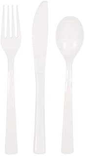 Unique UK 39482 White Assorted Plastic Disposable Cutlery Set 18 Pcs, Pack of 18