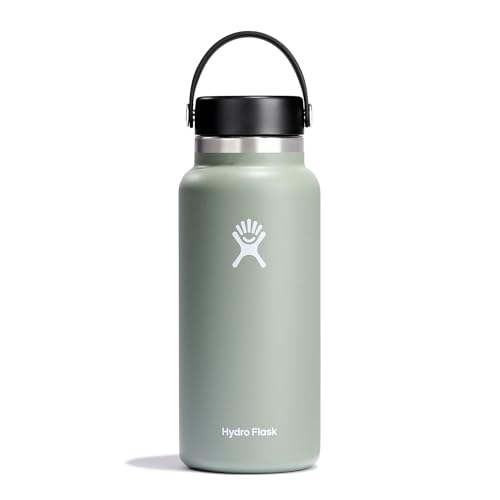 Hydro Flask - Water Bottle 946 ml (32 oz) - Vacuum Insulated Stainless Steel Water Bottle with Leak Proof Flex Cap and Powder Coat - Wide Mouth - Agave