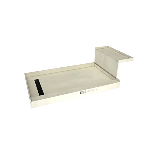 Tile Redi USA RT3648LMBRB36KIT Base'N Bench Shower Pan and Bench, 60" W x 36" D, Left Designer Matte Black Drain Grate by Tile Redi USA - Used condition - US$516.60