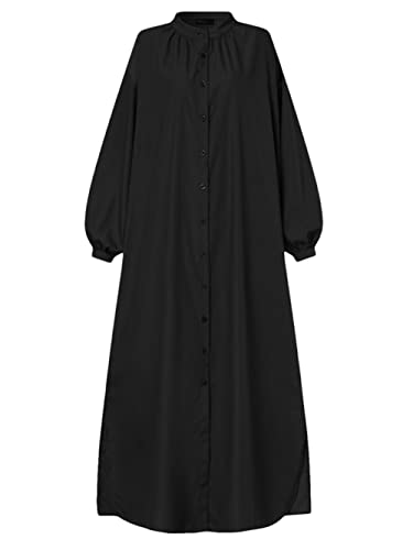 Robe longue d'été ample en coton léger pour vos journées détente en noir XXL