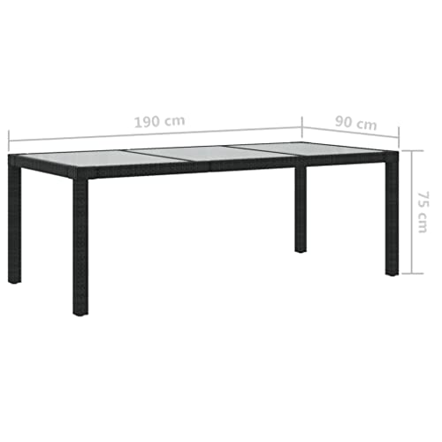 vidaXL Gartentisch Esstisch Terrassentisch Gartenmöbel Balkontisch Outdoor Tisch Außentisch Schwarz 190x90x75cm… – Bild 6