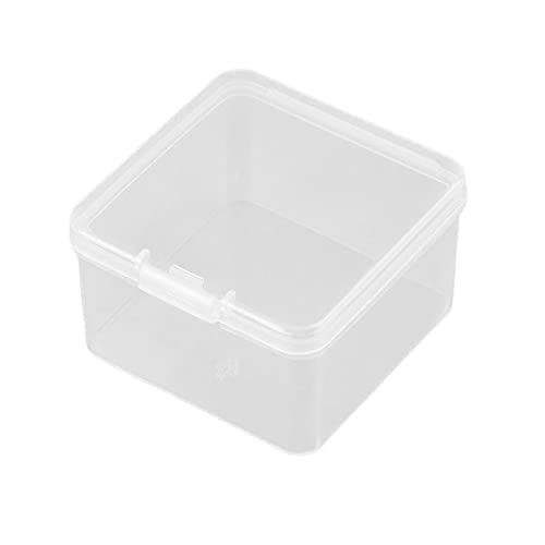 Limtula Petite boîte de rangement en plastique transparent avec couvercle à charnière utilisée pour les petits articles et bijoux 6,5 x 6,5 x 3,8 cm