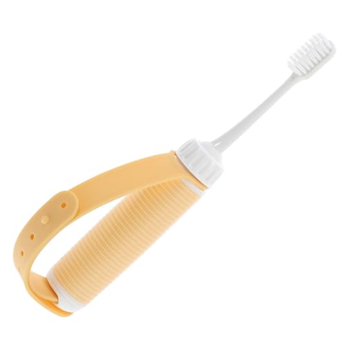 Veemoon Cepillo de Dientes para Personas Mayores con Mango Ergonómico para Rehabilitación Oral Diseño Fácil de Usar para Discapacitados y Viaje Color Amarillo