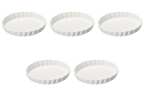 Set of 5, White Round 8 Pie Plate, 7.9 x 1.2 inches (20 x 3 cm) | Pie Plate, Ceramic, Setomonohonpo