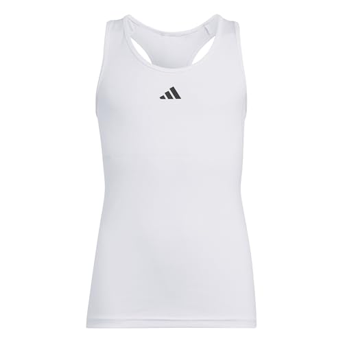 adidas Girl's Techfit Tank, White/Black, 13-14 Years