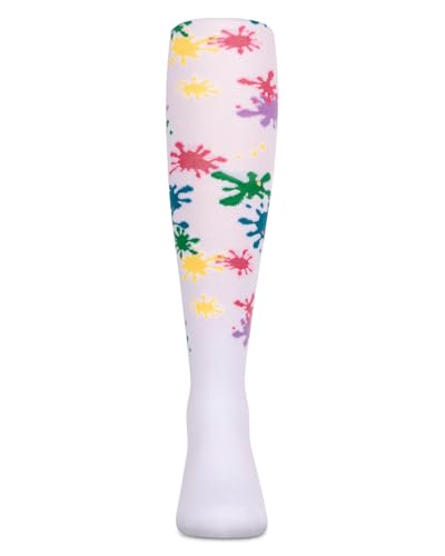 MeMoi Girls “Splatter Paint” Opaque Stretch Cotton Tights2