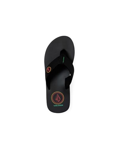 Image of Volcom Men's Daycation Flip Flop Sandal - Soft Brushed Recliner Comfort Foam Footbed, Black /Black, 8