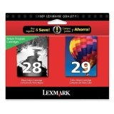 Lexmark 18C1590 28 29 X5070 X5075 X5320 X5340 X5410 X5495 Ink Cartridge (Black & Color, 2-Pack) in Retail Packaging