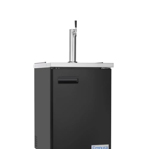 Empura 24" Single Tap Beer Dispenser | Commercial Direct Draw Draft Kegerator for Restaurant Pub Bar | (1) 1/2 Keg Capacity, 24.1"W x 32"D x 36.2"H, Stainless Steel Faucet Countertop, Black, 115v