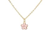 LIKGREAT Collar Flor de Cerezo para Mujer Delicado Colgante Sakura Rosa de Acero Inoxidable Joyería Floral Primaveral para Mamá, Esposa y Amigas para San Valentín y Día de la Madre (Oro)