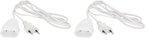 UNITEC Euro-Verlängerung mit Stecker und Kupplung, 2 Meter, weiß (Packung mit 2)