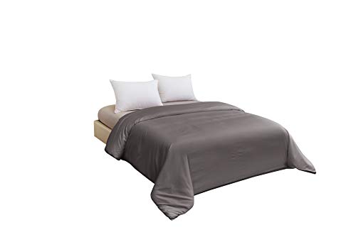 STRATO COTTON - Housse de Couette en Microfibre pour lit 1 Place - Gris (135 x 200 cm) Cover