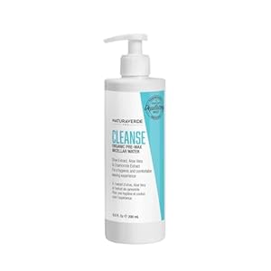 NaturaverdePro Cleanse Organic Pre Wax Micellar Water, Makeup Remover Facial Cleanser Skin Care Prep for Hair Removal, Added Chamomile Aloe Vera – 6.8 oz
