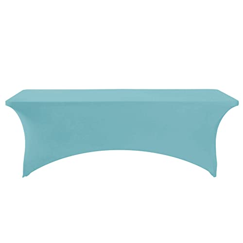 Image of FORLIFE Spandex Table Cover,Fitted Tablecloth for Rectangular Tables, Stretch Patio Table Covers, Universal Spandex Table Cover for Wedding, Banquet, Party (8ft, Aqua)