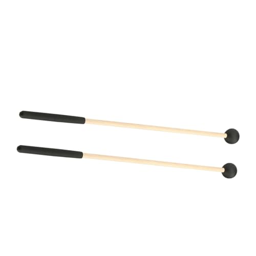 Vaguelly 2 piezas Baquetas con mango de madera y bola redonda para instrumentos de percusión, mazas para tambor de lengüeta, xilófono y batería, agarre cómodo para toque preciso