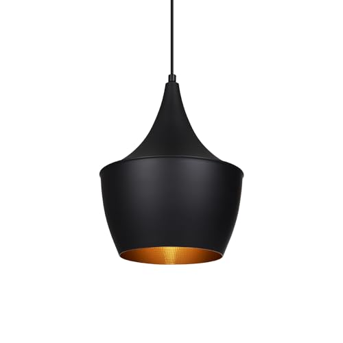 LEDKIA LIGHTING - Lámpara Colgante Metal Mercury | Diseño Elegante y Único | Compatible con Bombillas E27 | Cable Regulable | Uso Interior, Negro, Aluminio