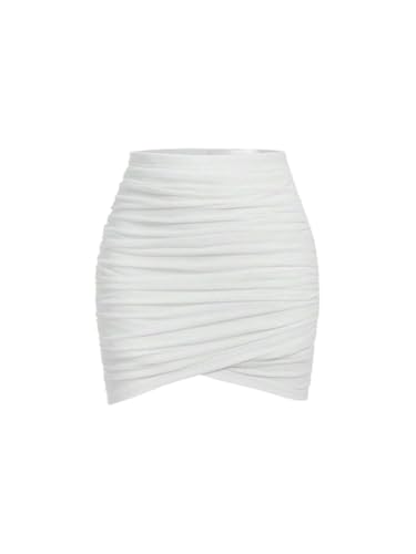 Women's Flowy Trendy Skirt Solid Ruched High Waist Wrap Skirt