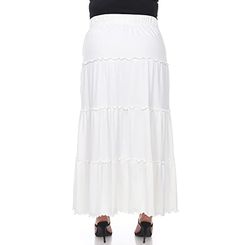 white mark Women's Plus Size High Waist Tiered Maxi Skirt with Pockets3