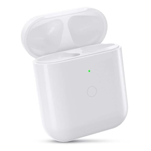 JKV Wireless Charging Replacement for AirPod 1st 2nd Charging Case with Lightning Port Only Compatible with Air Pods 1 2 Charger Case with Bluetooth Pairing Sync Button no Airpod