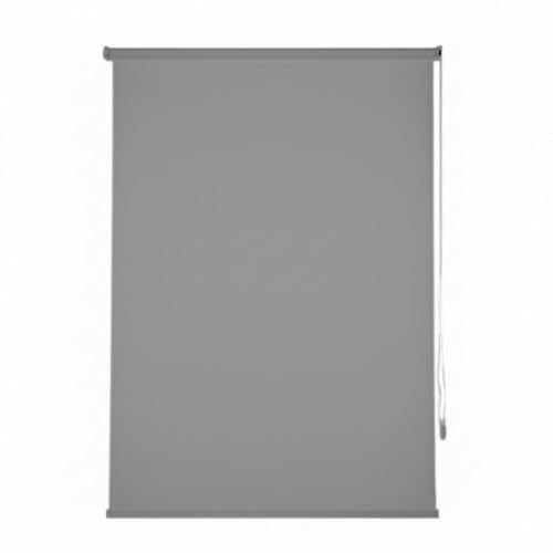 Estor Enrollable Opaco Liso, Cortina Blackout para Dormitorio y Salón, Bloqueo Total de Luz, Aislante Térmico, Tejido 200gr/m2 (Gris, 90X200CM)