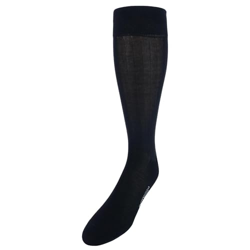 Trafalgar Men's Jasper Mercerized Cotton Ribbed Mid-Calf Solid Color Socks