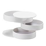 xiaolan 4 Schichten Schmuck Aufbewahrungsbox 360 Grad drehbarer Halter Schmuck Organizer for Ohrringe Gummiband Armband Organizer for kleine Gegenstände (Color : Bianco)