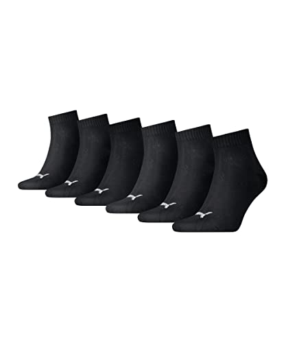 PUMA 6er Pack Unisex Quarter Plain Sportsocken 6P ECOM, 39-42, Schwarz