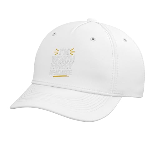 I'm Worth Every Headache Adjustable Printed Baseball Hat, White
